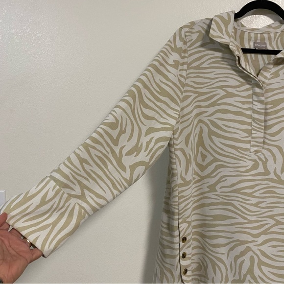 Chico’s Blouse Women’s Size 2/Large Zebra Print Long Sleeve Tunic Top Blouse - Picture 3 of 16